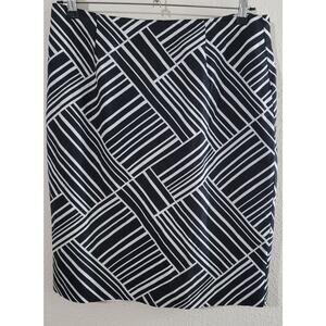 Appraisal Black White Stripe A Line Skirt Large Lined Linen Lightweight Soft